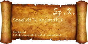 Szedlák Kristóf névjegykártya